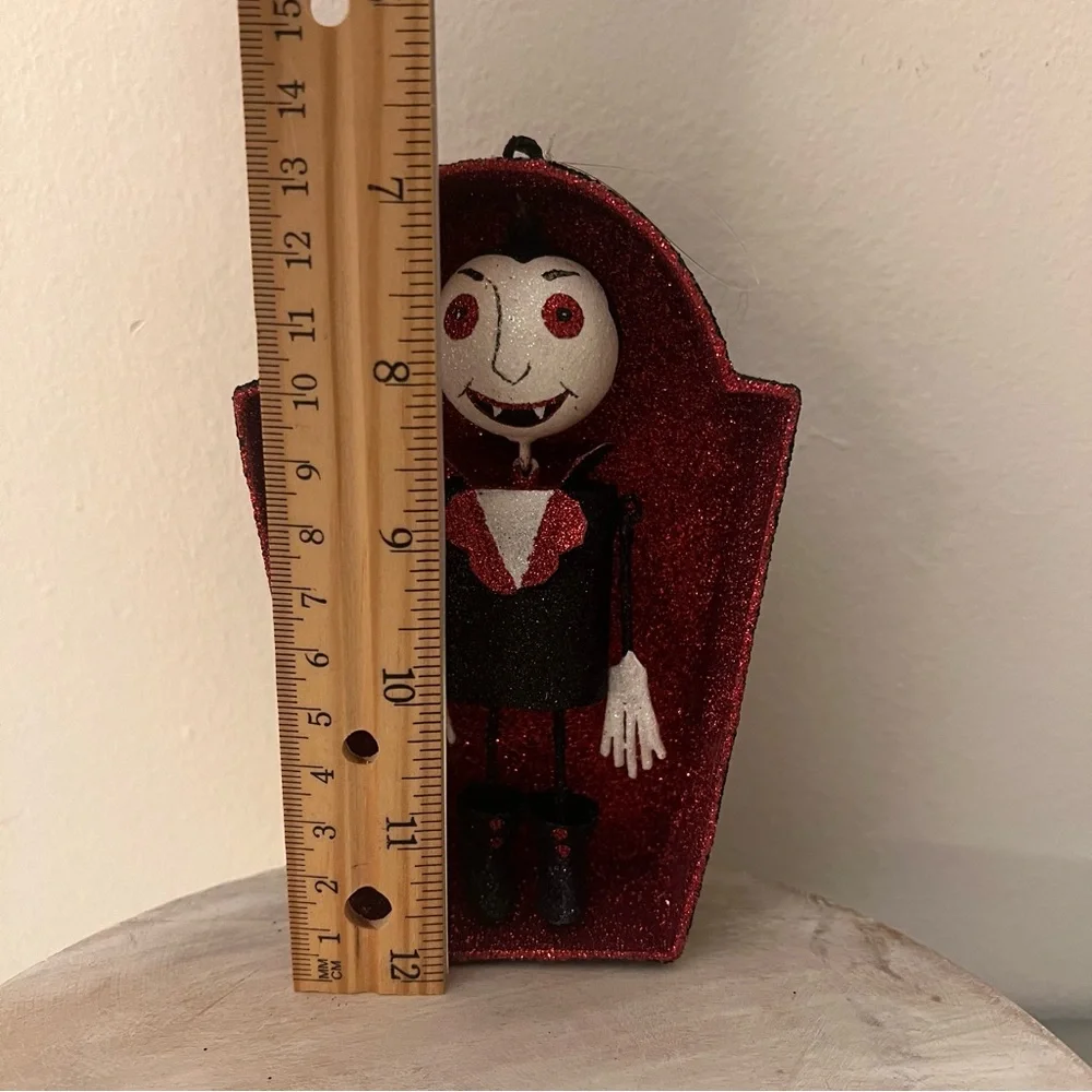 Pier 1 Vampire in Glittered Coffin ornament Halloween table top decoration decor
